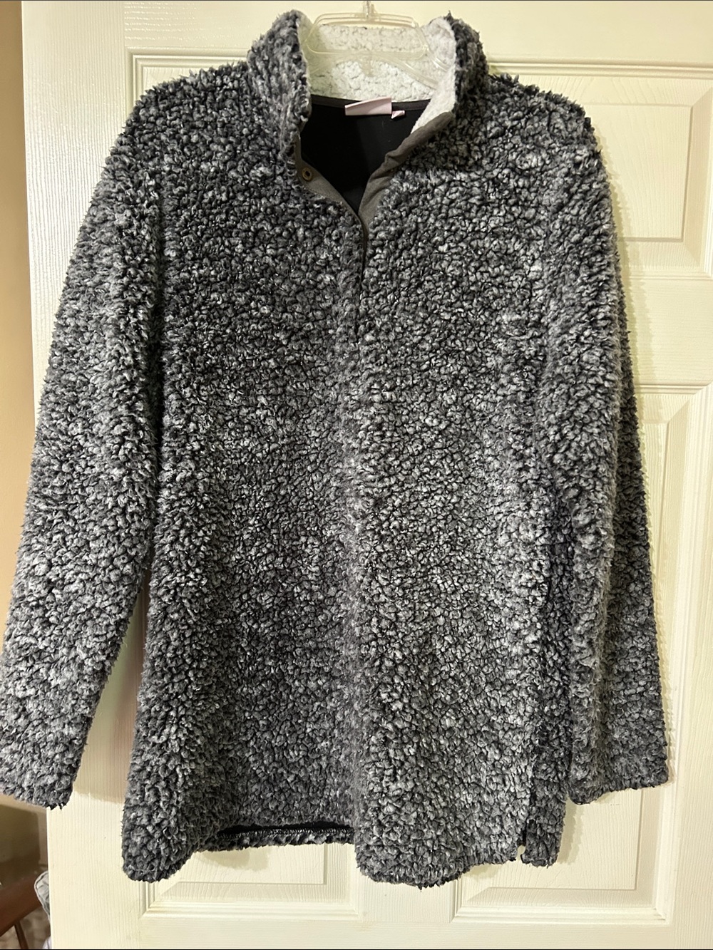 Cozy Plush Gray Sherpa Pullover